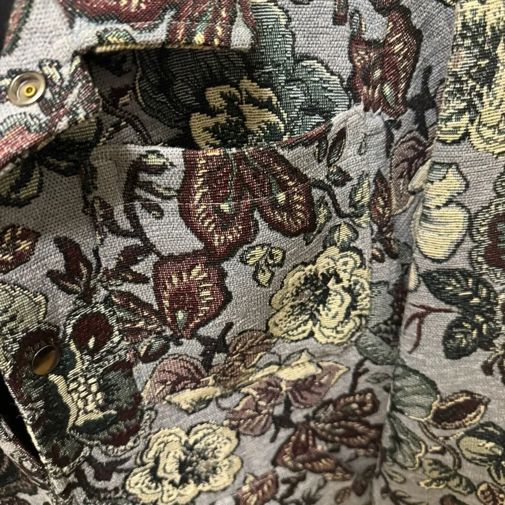 Zara Men's Floral Jacket - Blue and Cream - Picture 4 of 13